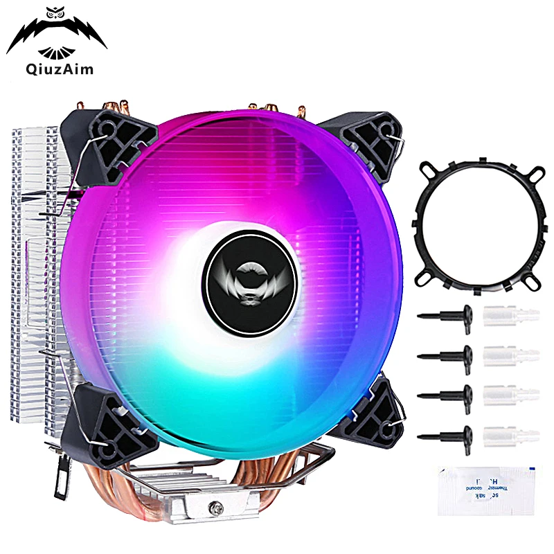 QiuzAim Fan 120mm CPU Cooling Air-cooled Rapid Heat Dissipation 4 Heat Pipe Installing LGA775 115x 1200 1700 1366 AM3 AM4 AM5