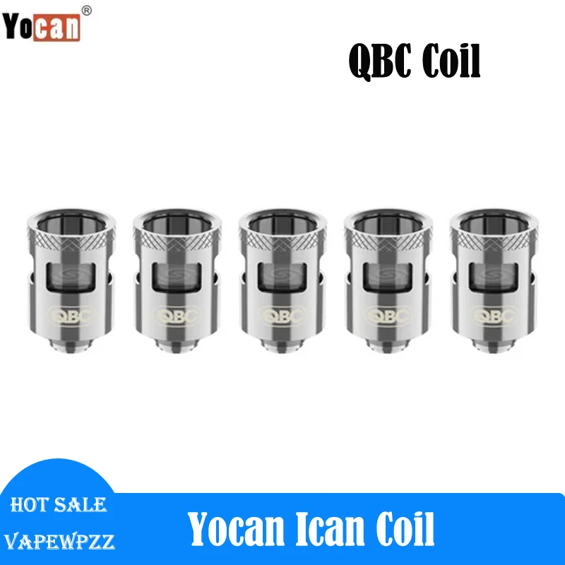 1-5 قطع الأصلي Yocan iCan استبدال لفائف QBC الكوارتز السلطانية لفائف 510 موضوع مع دوامة تدفق الهواء عمل ل ICAN المرذاذ