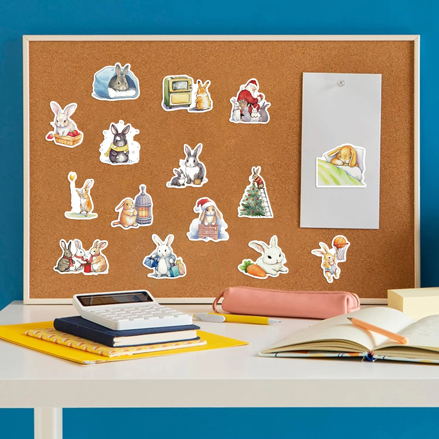 50PCS Bunny Rabbit Daily Day Cartoon Stickers Aesthetic Decals for Bike Bottle Suitcase Scrapbooking Children Gifts Sticker