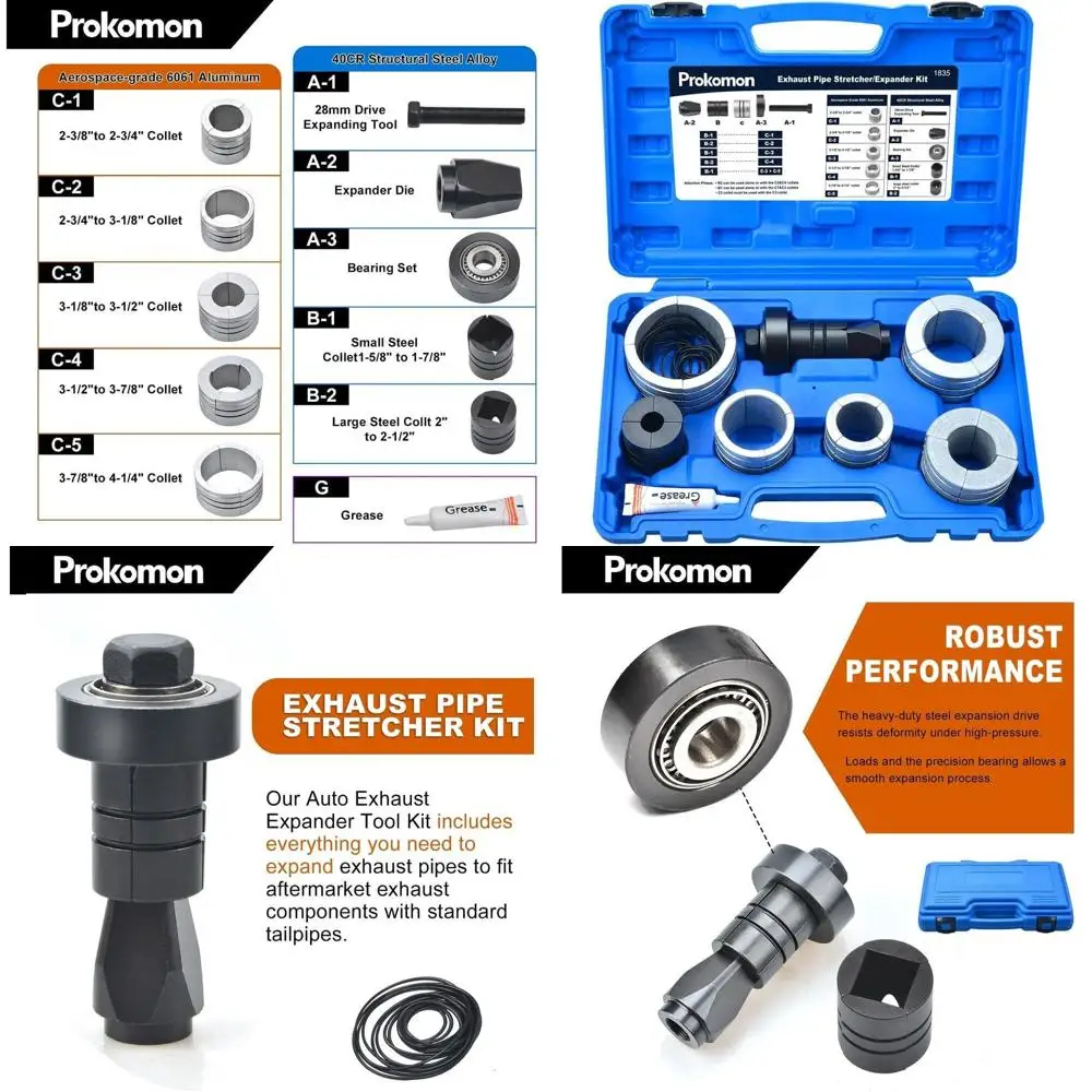 

Инструмент для расширения выхлопных труб; Набор для растягивания труб; Переходник для выхлопной трубы 1-5/8 на 4-1/4 дюйма