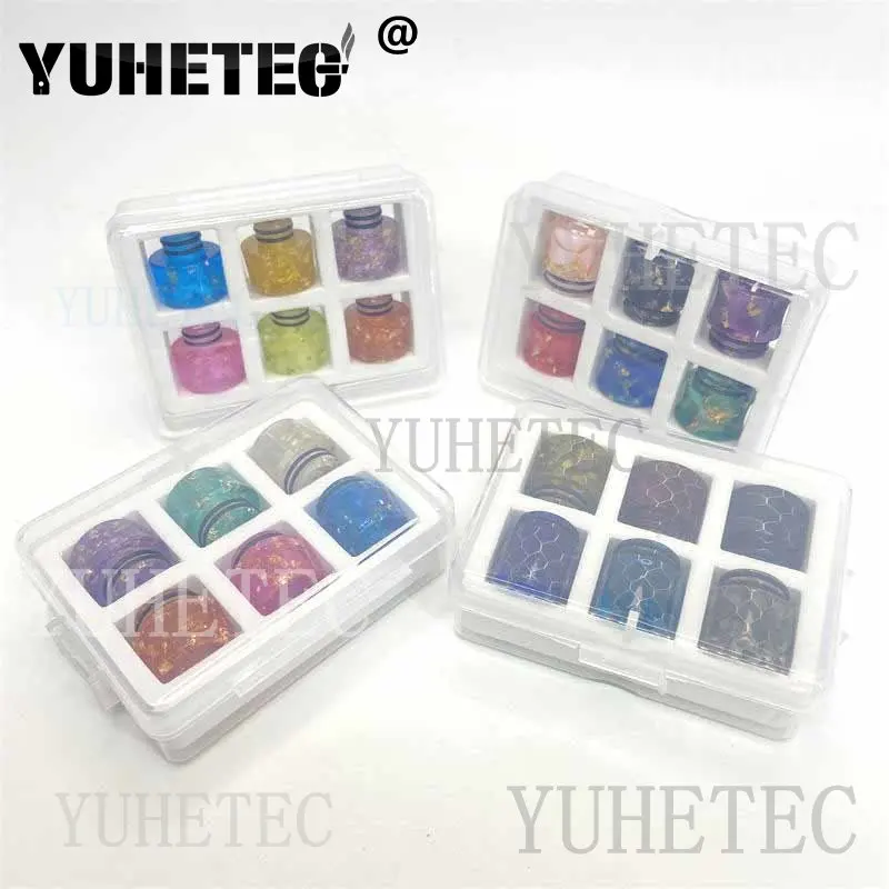 6ชิ้น510/810ปลายหยดหัวหยดสเตนเลสสตีลเรซิ่นสีสุ่มหยดอุปกรณ์เสริมเครื่องยนต์ MTL RTA