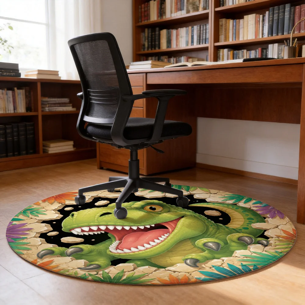Cute Green Dinosaur Stegosaurus Print Area Rug for Kids Nursery Play Mat Cartoon Jungle Floor Decor
