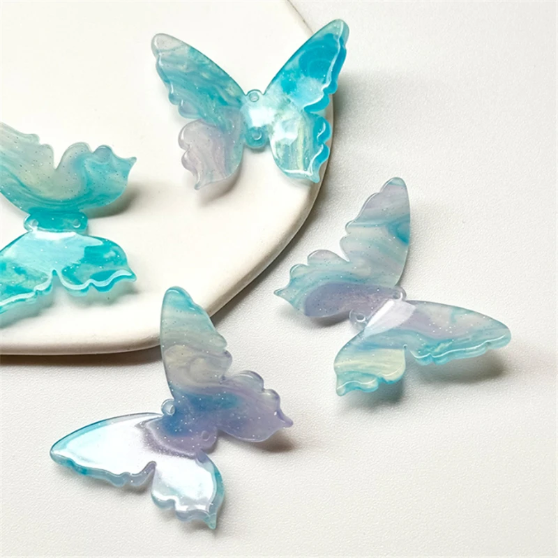 100 Pieces/Lot Resin Acetic Acid Transparent Butterfly Charm Connectors DIY Ornament Hair Earrings Jewelry Findings Accessories