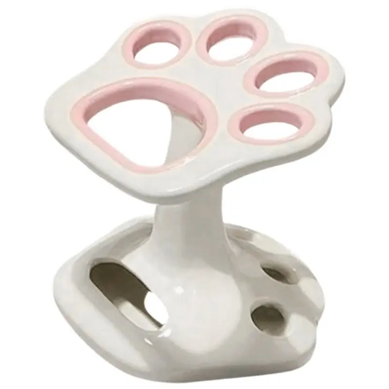 

AAAN-Cat Paw Shape Toothbrush Holder No Punching Toothbrush Holder Base Makeup Brush Storage Bathroom Accessories