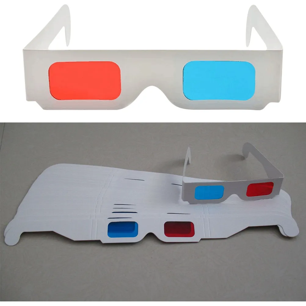 

50 шт. 3D-очки для фильмов, анаглифные, красно-синие, картонные, легкие, портативные, для игр и DVD, с бумажной оправой