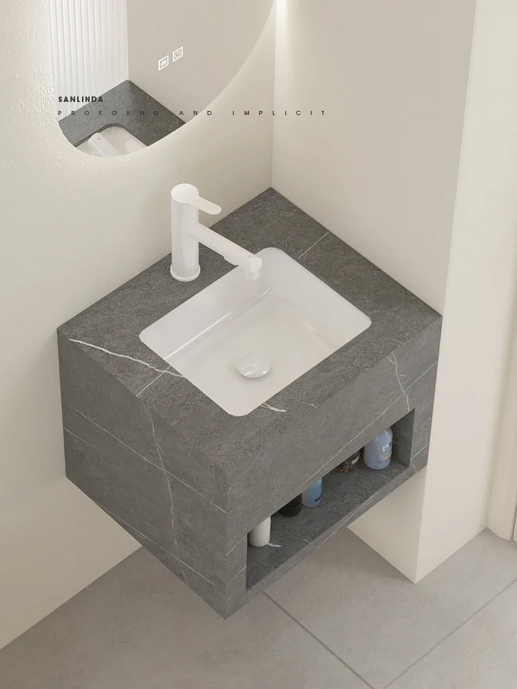 Slate small apartment, very narrow basin, mini wall-mounted basin, integrated wash basin, small size wash basin