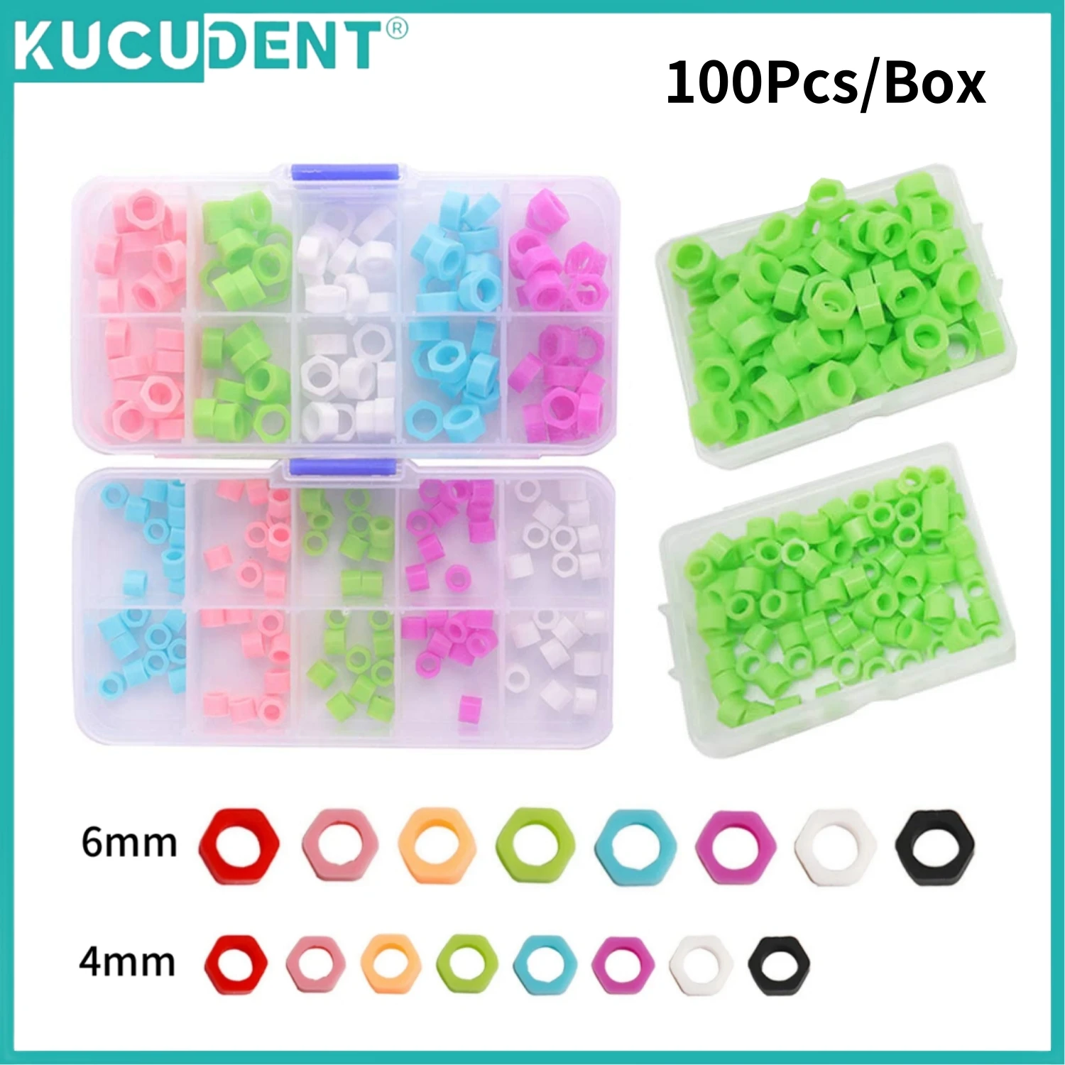 

100Pcs Dental Code Rings Color Silicone Identification Circle Instrument Disinfection Mark Circle Bands Tool Recognition Ring
