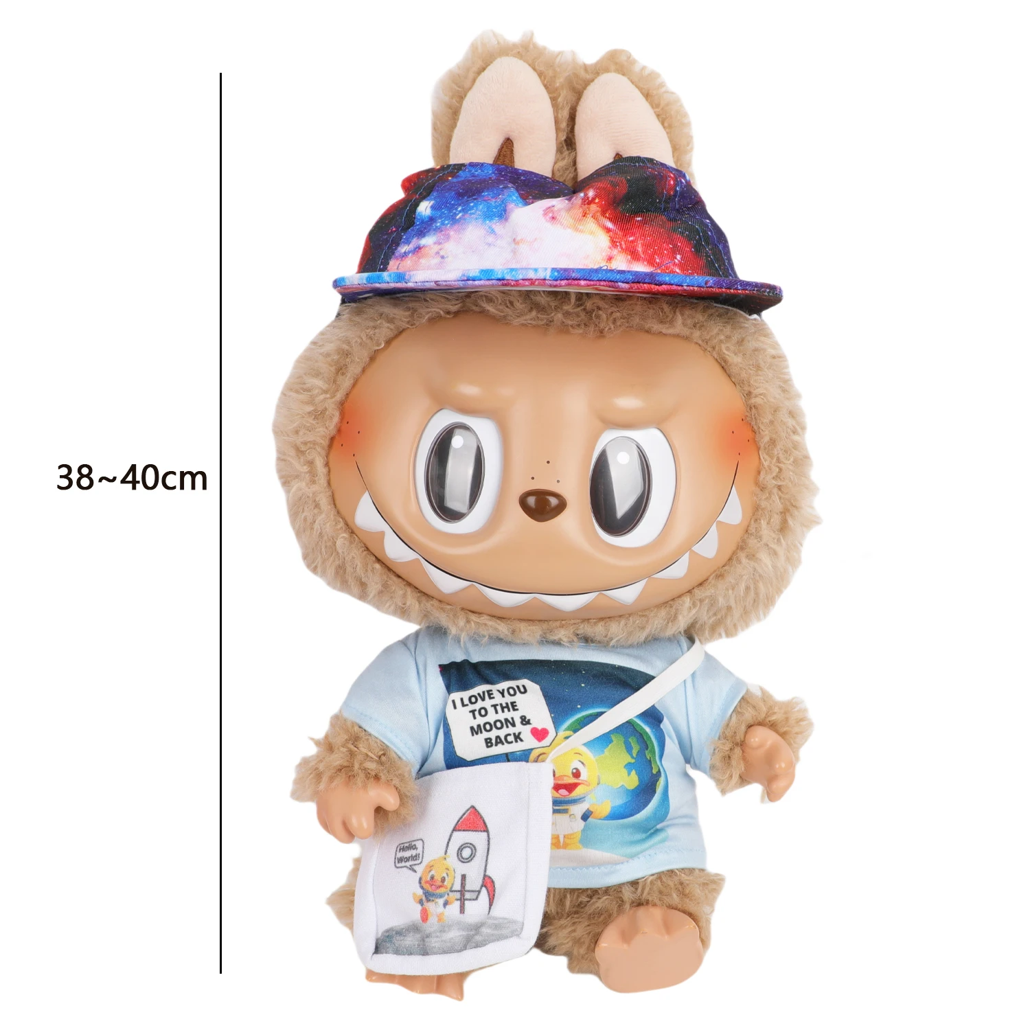 Grande Labubu Abbigliamento per bambole Simpatici animali T-shirt + Cappello + Borsa Set di vestiti Vestito per 38-40 cm LABUBU Doll Toy Accessori Giocattolo di cotone Gioca