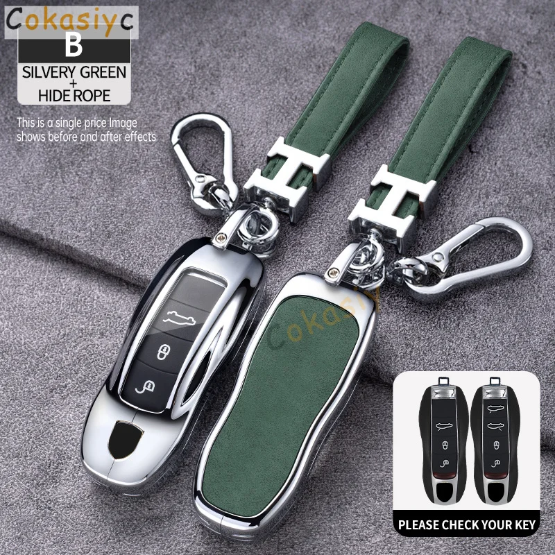 Zinc Alloy Car Remote Key Case Cover For Porsche Cayenne Macan 718 Taycan Boxster Cayman Panamera 911 918 996 997 991 Keychain