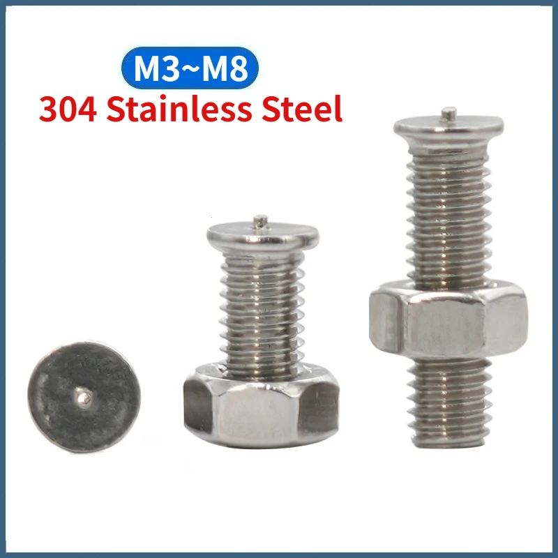 Welding Screw / Spot Welding Stud / Weld Solder Bolts And Hexagon Full Nuts Set 304 Stainless Steel M3 M4 M5 M6 M8