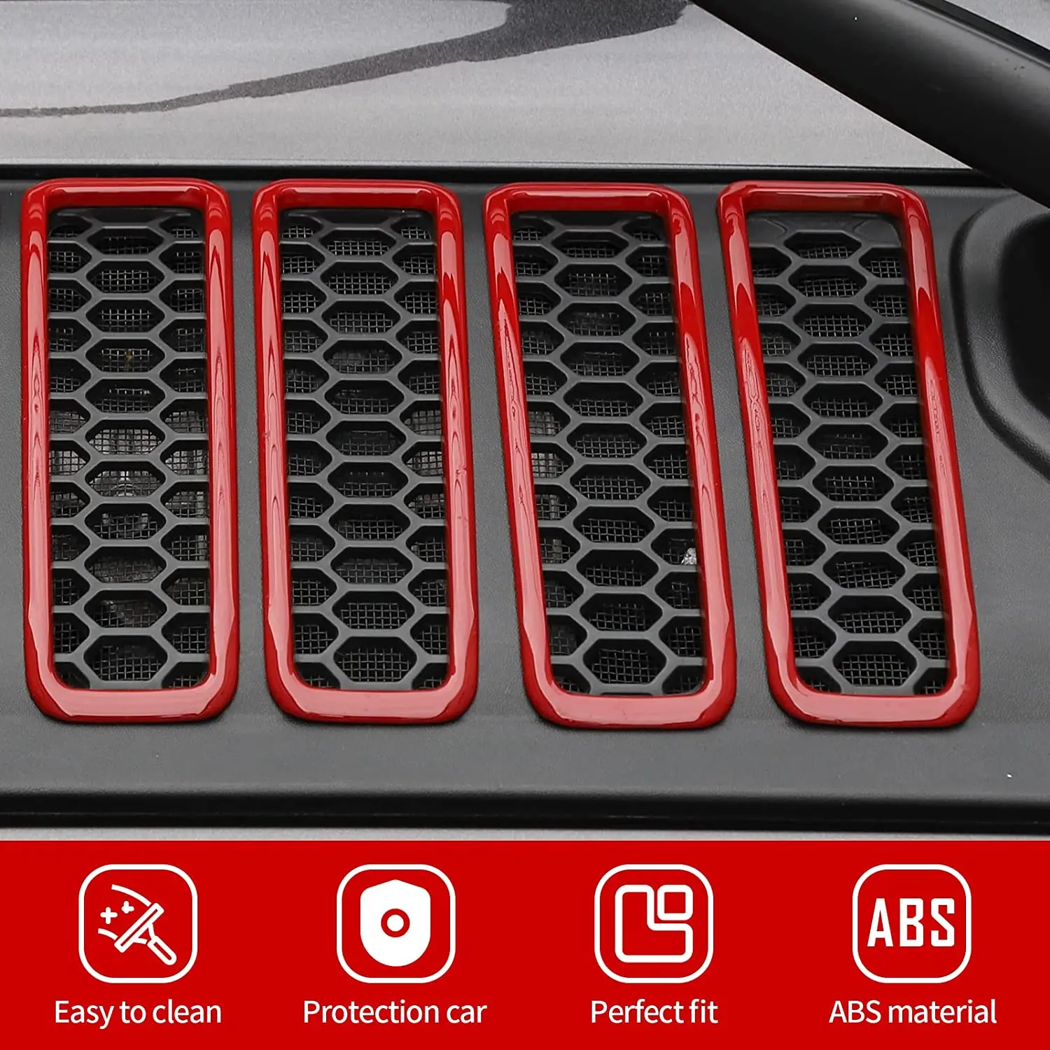 7PCS/set Hood Vent Cover Trim Car Air Intake Decor Frame Sticker for Jeep Wrangler JL Gladiator JT 2018+