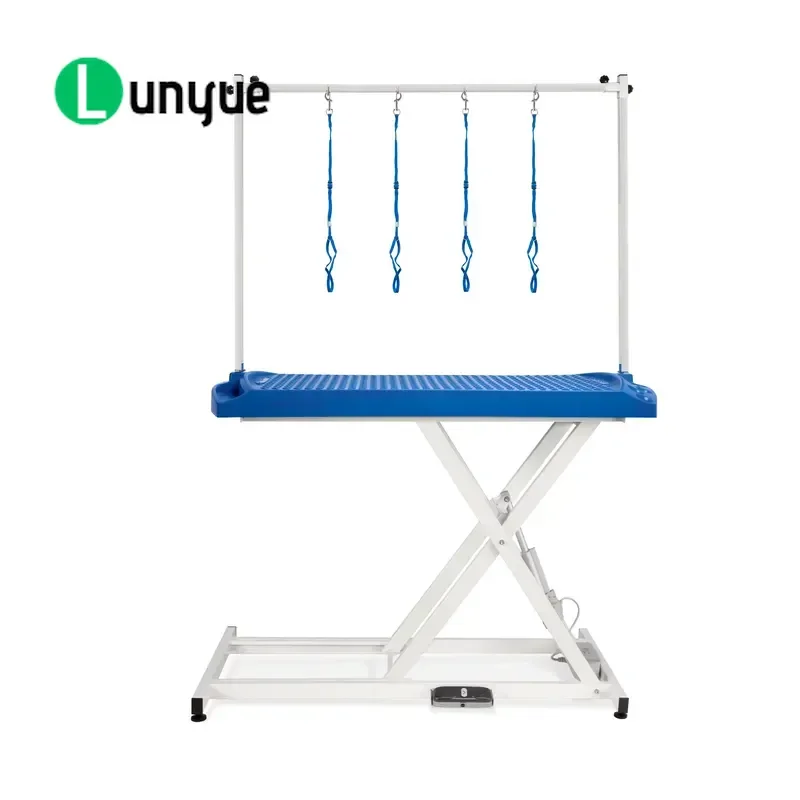 Multifunctional Dog Grooming Table Hydraulic Adjustable Height Foldable Stainless Steel Wood Iron Frame Pet Home Use