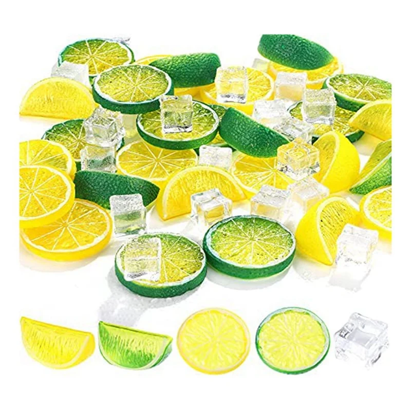 Artificial Lemon Slices Blocks Decor Clear Ice Lemon Blocks Decorative Fruit Ice Model For Home Decoration