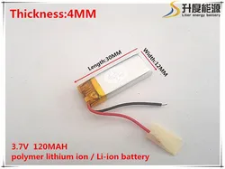 Polymer lithium battery 3.7 V, 401230 041230 120mah Thickness:4MM Width:12MM Length:30MM