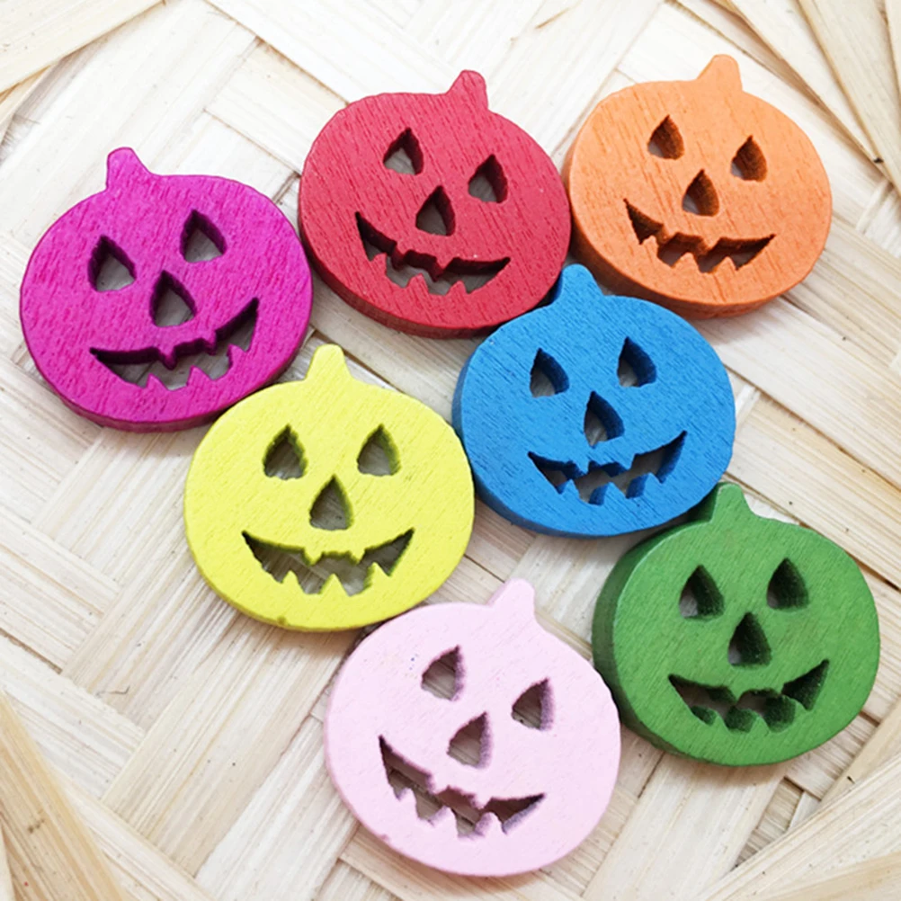 

100 Pcs Buttons for Sewing Pumpkin Wooden Retro Decor Colored Assorted Decoration