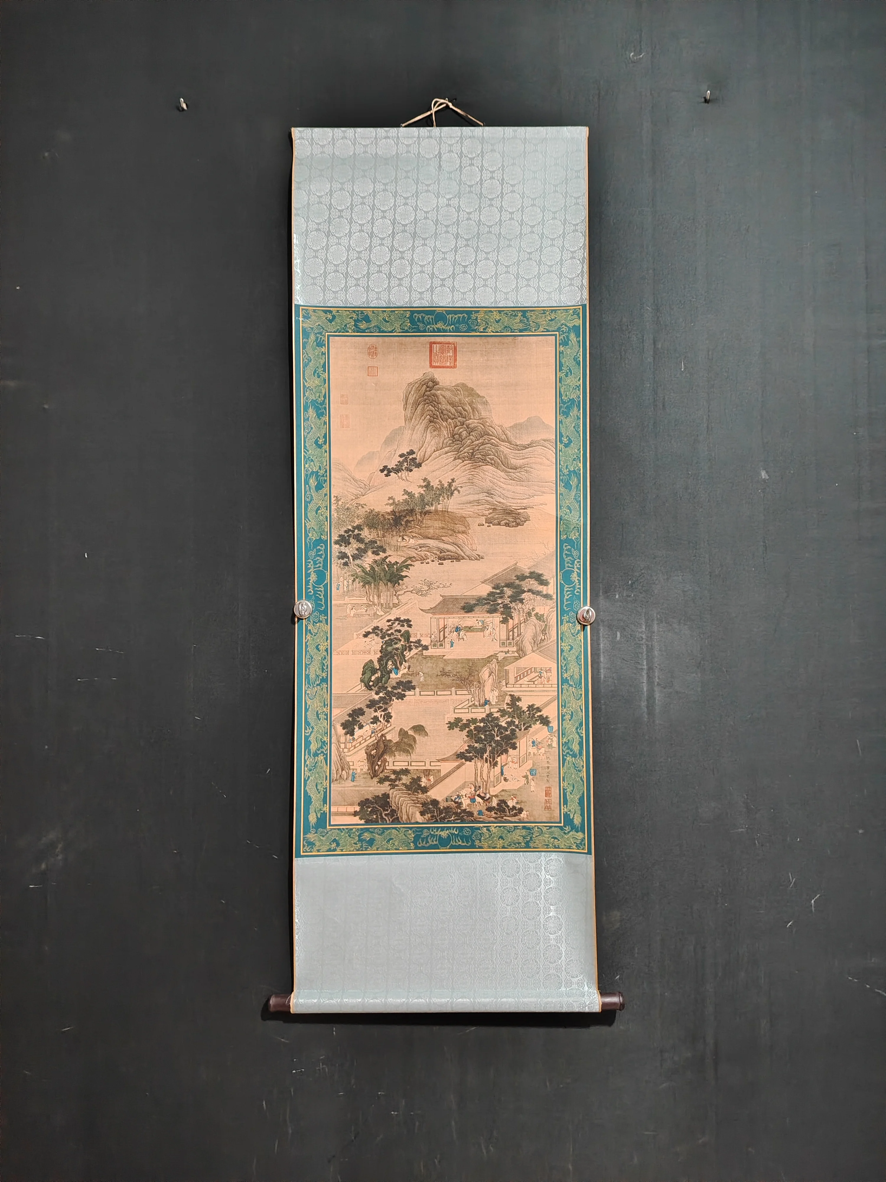 

Настенная подвесная картина с пейзажем Цю Юин на китайской бумаге Сюань для украшения центрального зала