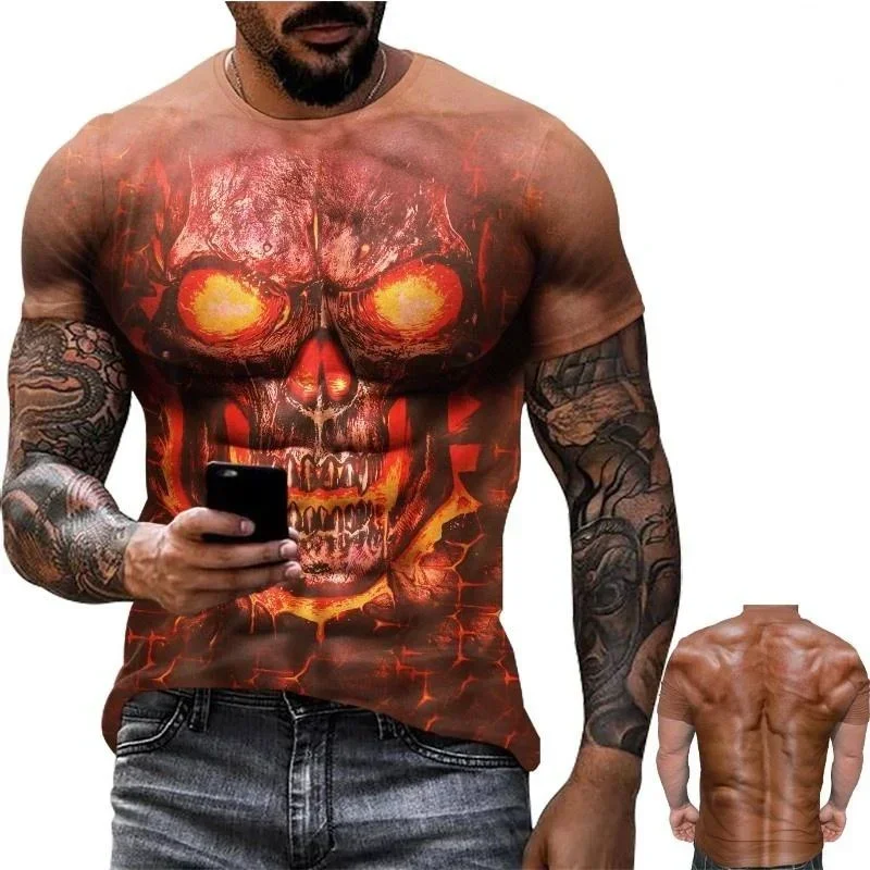 2026 3D Muscle Graphic T-shirt Unisex Short Sleeve Casual Quick Dry Funny Illusion Streetwear Tees