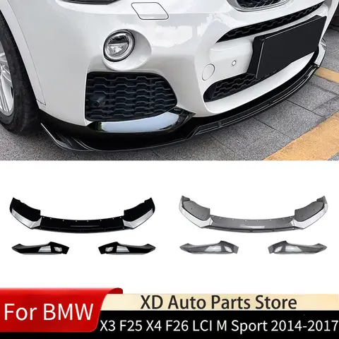 Car Front Bumper Lip for BMW X3 F25 X4 F26 LCI M Sport 2014-2017 Front Corner Kits Spoiler Diffuser Body Kits Accessories Tuning