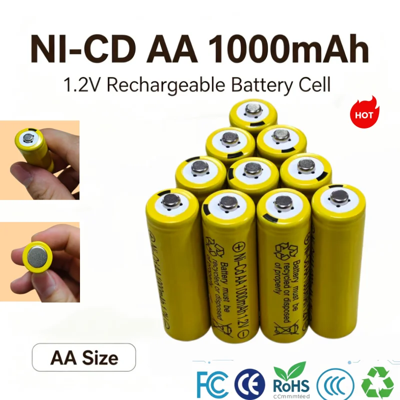High‑Quality 1.2V AA 1000mAh Ni‑Cd Rechargeable Battery Lpega Replacement Battery For Watches Toys