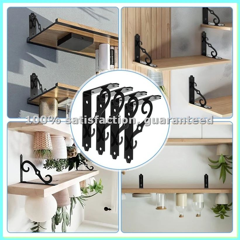 

Набор из 4 декоративных кронштейнов для полок, 5-дюймовые черные кронштейны для полок с винтами, L-образные металлические кронштейны для настенного монтажа, усиленные - AD23