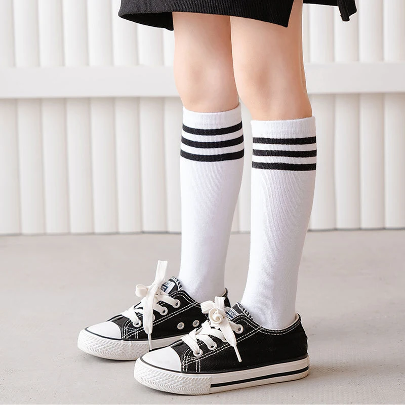 Children Socks Striped Student Socks Multi Colored Girls Calf Socks Cotton College Style Tube Socks Kid Clothing Accessories