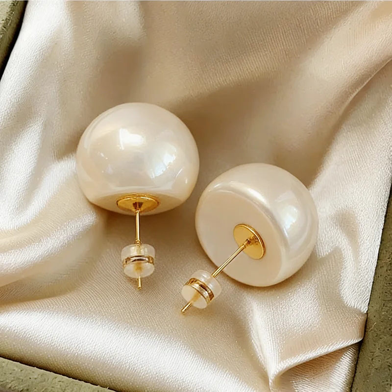 20mm Übergroße Kunstperlen Halbkreis-Ohrstecker Trendiges Accessoire für Frauen und Mädchen Einfacher Schmuck für den Alltag 2026 Stil – Detail 13
