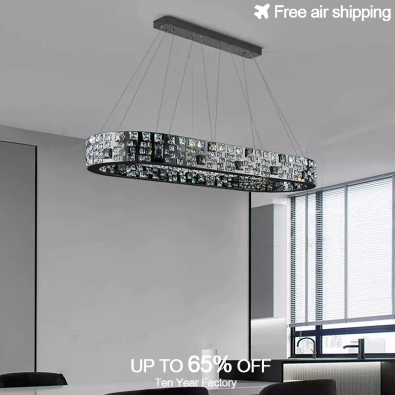 

Black crystal modern chandelier pendant light for dining room and living room decorative hanging ceiling lamp fixture