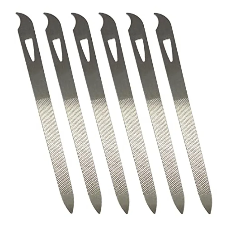 

Nail Files for Natural Nails 6 Pack,Metal Nail File 5.5'' Stainless Steel Thin Durable Nail Filer with Curved Sharp Pointed Tip
