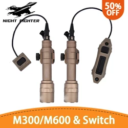 Airsoft Wadsn M600 M300 Mini Scout Light AR15 Rifle caza arma linterna Control remoto interruptor de presión juego Mlok Keymod