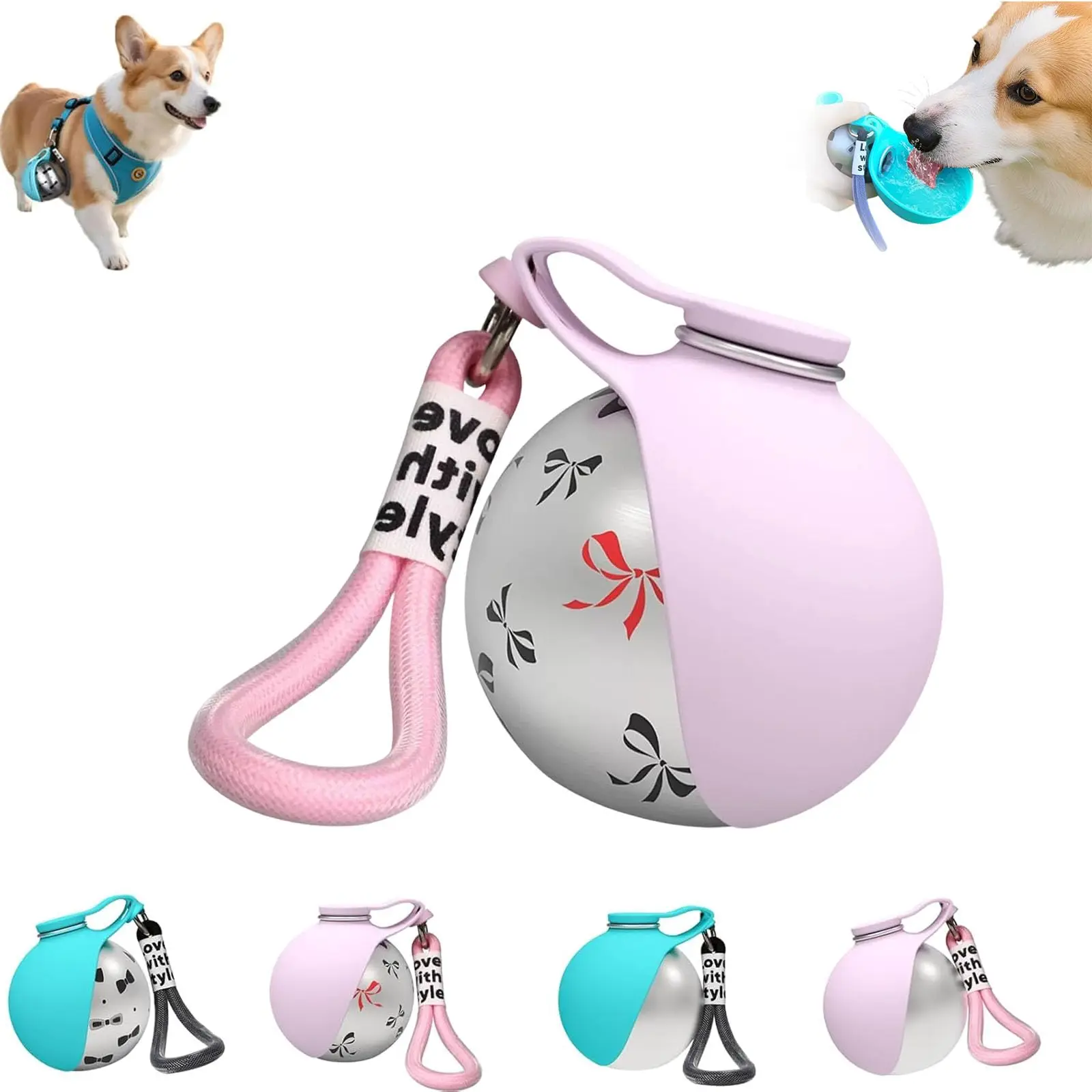 Hot Pet 2-in-1 Tragbare Hundetrinkflasche für Kleine Hunde - Auslaufsichere & Kompakte Reise-Wasserflasche für Hunde - Edelstahlflasche
