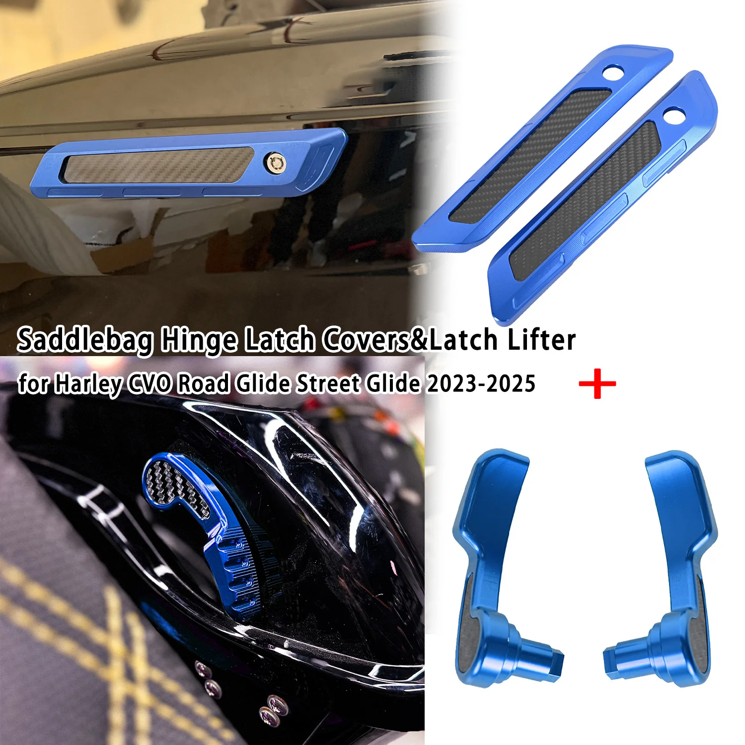 Motorcycle Saddlebag Hinge Latch Covers&Carbon Fiber Reflector Peformance Bagger for Harley CVO Road Glide Street Glide 23-2025