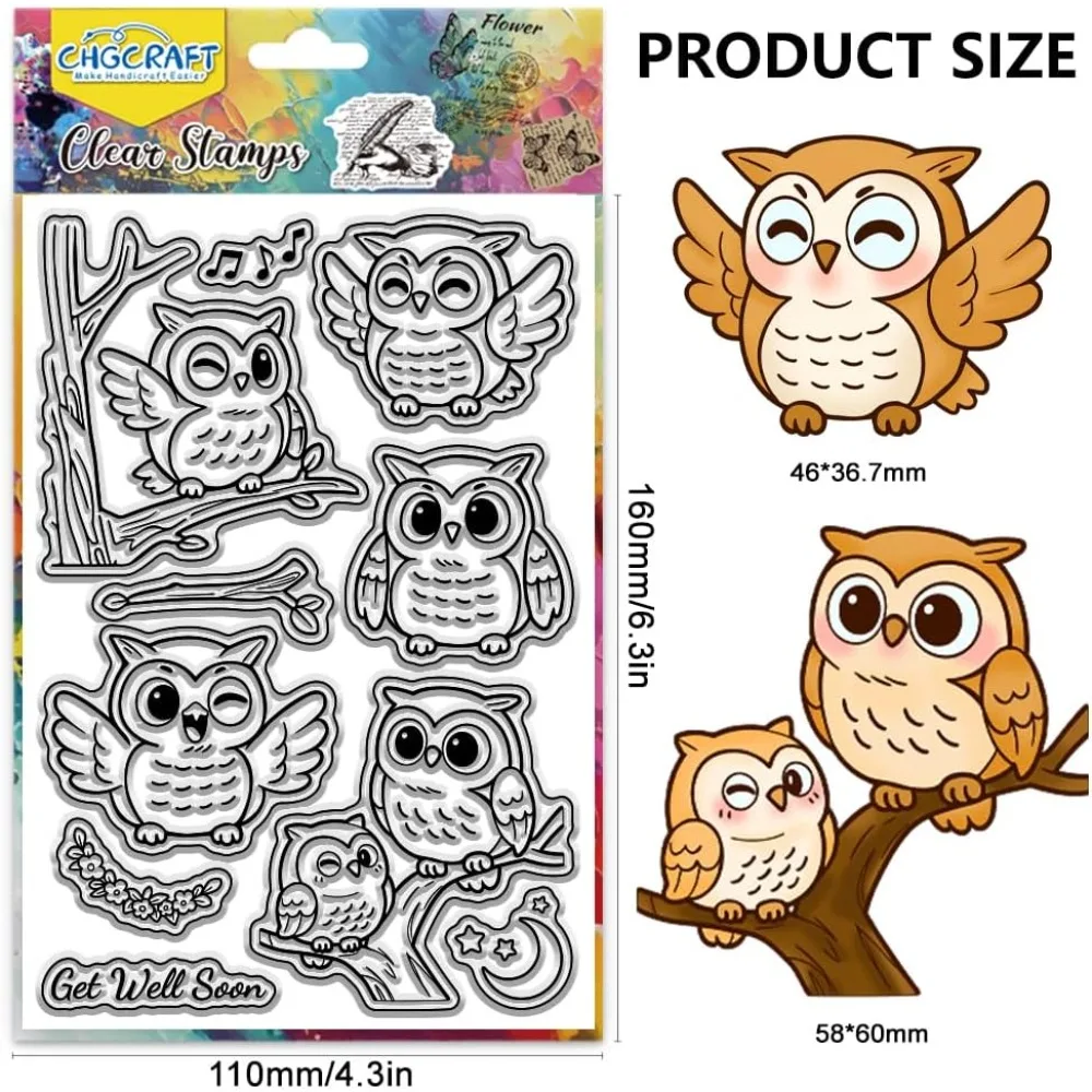 Cute Owl Clear Stamps Cartoon Animal Transparent Stamps Singing Clear Stamp Seals for DIY Scrapbooking Photo Album