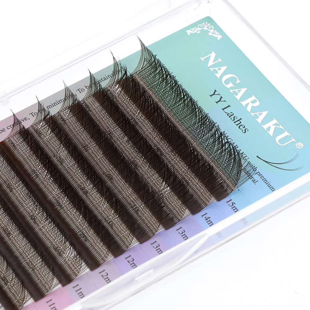 NAGARAKU YY-Form Dreifach-Spitzen Handgewebte Premium Weiche Leichte Natürliche Wimpernverlängerung Zubehör Make-up Netz-Kreuzwimpern – Detail 24