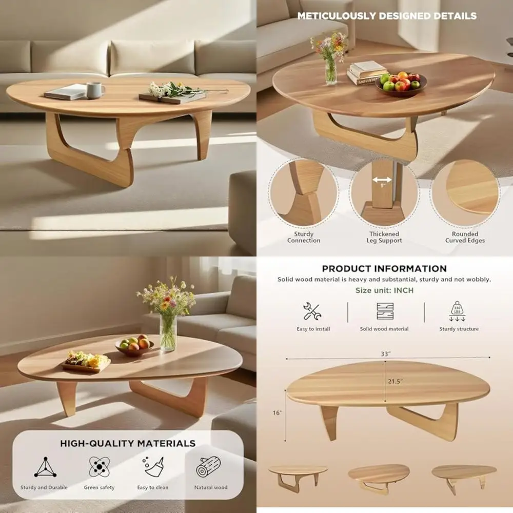 

Элегантный журнальный столик из цельного дерева в стиле фанк для гостиной, современный деревянный овальный чайный столик середины века