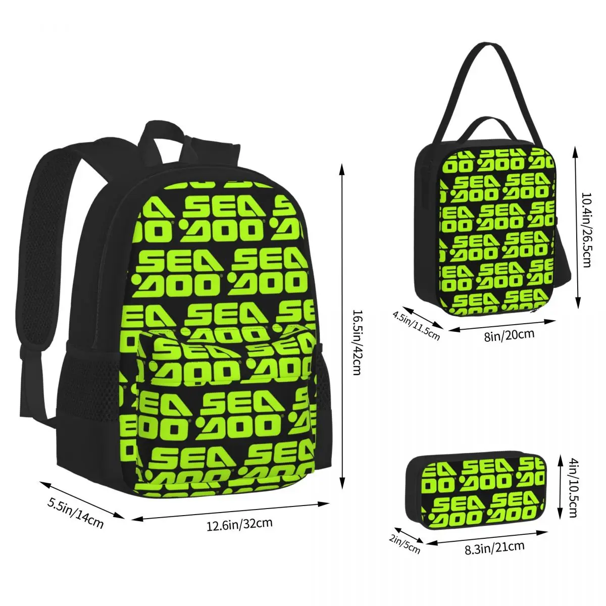 Sea Doo Team Rxt Brt Marine Backpacks Students Bookbag School Bags Rucksack Lunch Bag Pen Bag Three-Piece Set