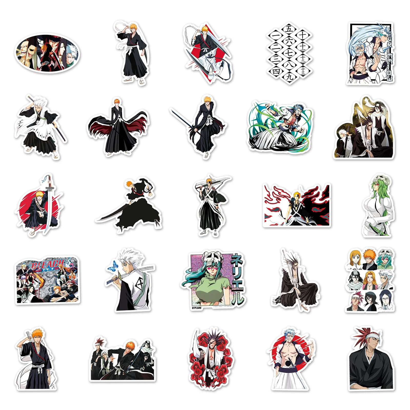 50/30/10PCS Kurosaki Ichigo Inoue Orihime Popular Anime Peripheral Graffiti Creative DIY Skateboard Luggage Sticker Waterproof