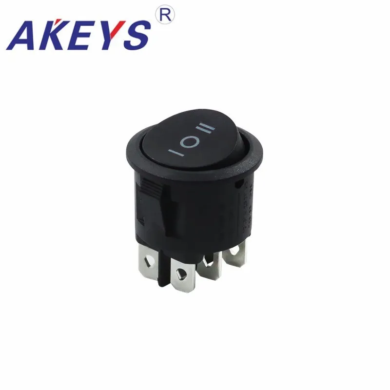 KCD1-206 three position six pin round rocker ship type switch thumb button power switch opening 2