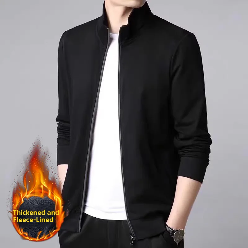 

Men's Fce Lined Knit Cardigan Sweatirt Loose Fit Casual Spor Zip up Knitted Jaet Thiened Autumn Winter Outerwear