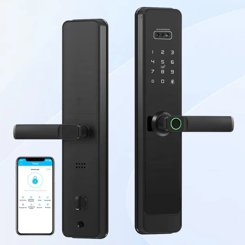 Semi-automatic smart door lock facial recognition fingerprint password lock