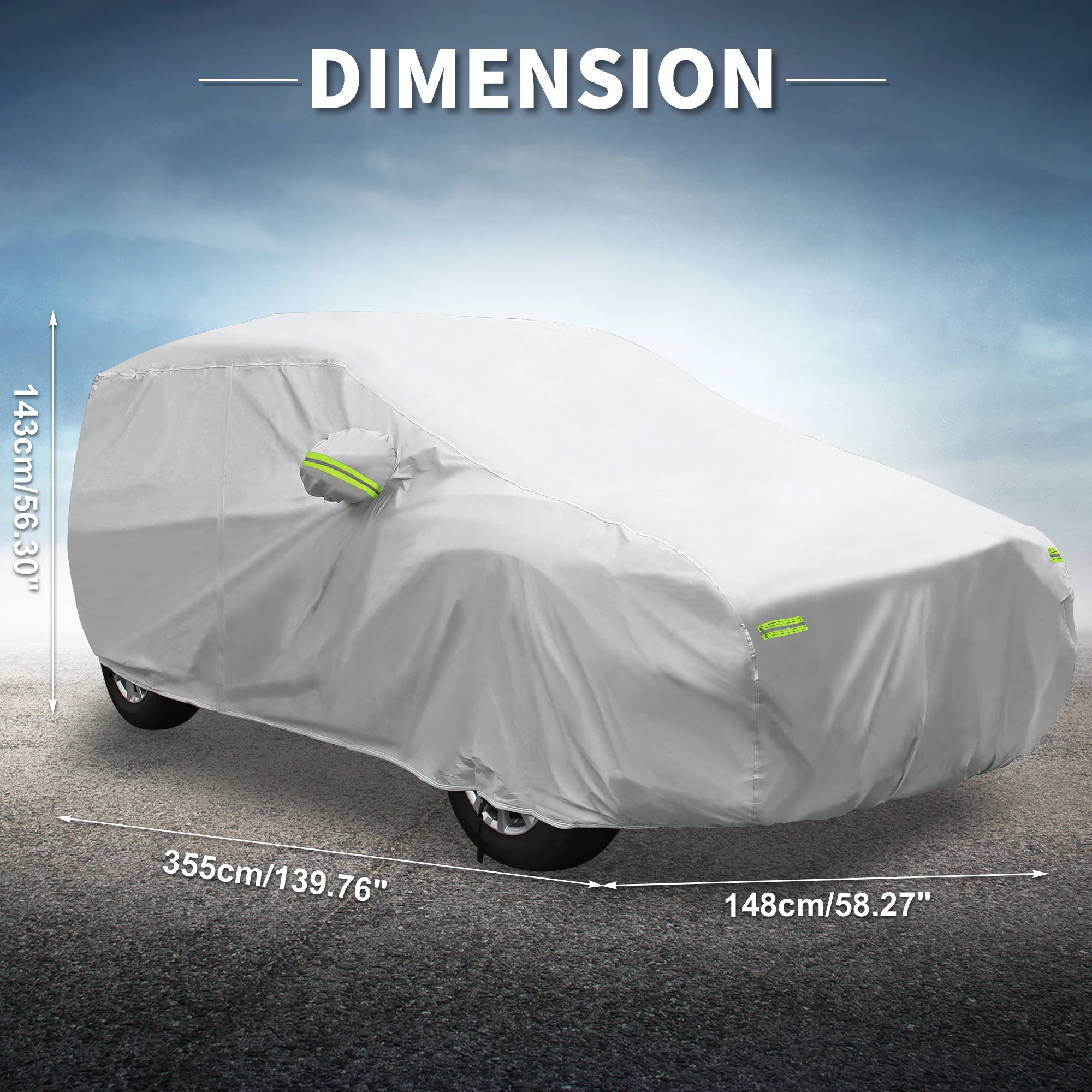 X Autohaux Waterproof Car Cover Aluminum Film Car Outdoor Full Car Cover for Suzuki Alto with Windproof Rope Hook 355x148x143cm