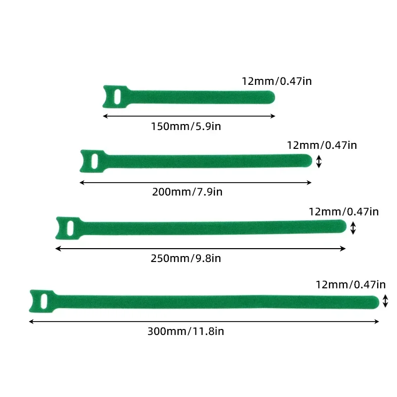 Green T-type Reusable Fastening Cable Ties Adjustable Cord Ties Nylon Cable Management Straps Hook Loop Cord Organizer Wire Ties