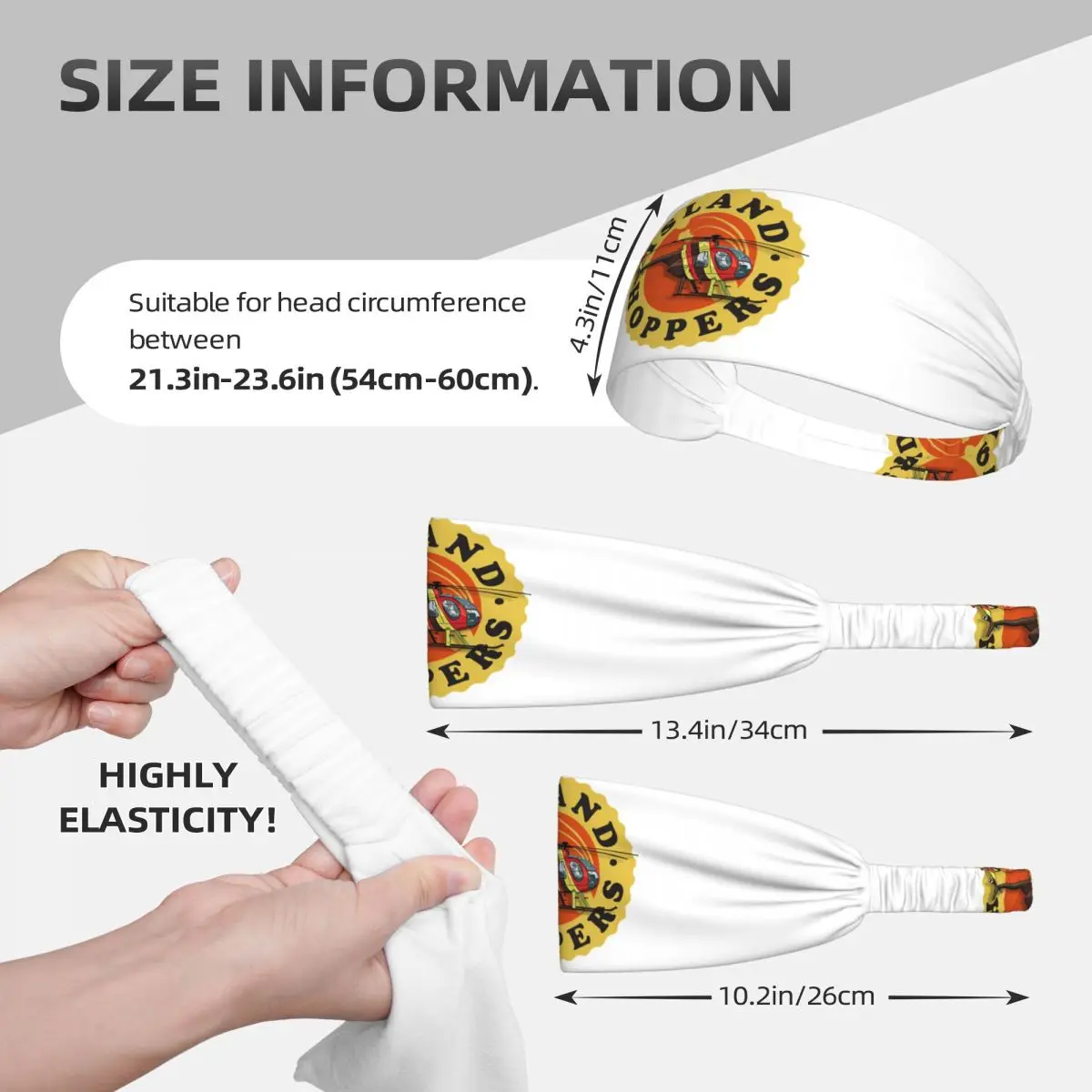 عصابة رأس مخصصة من Island Hoppers Magnum PI للرجال والنساء، عصابة رأس رياضية سريعة الجفاف، لصالة الألعاب الرياضية واليوجا والجري