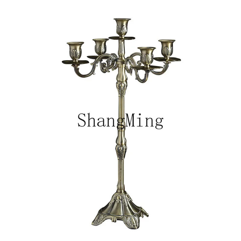 DSA bronze retro candlestick metal three-headed five-headed candlestick western food candlelight dinner decorative ornament