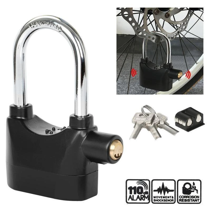 Built-in Movement Sensor Security 110db Siren Alarm Lock Universal Anti-Theft Padlock for Bicycle Motorcycle Door Gate
