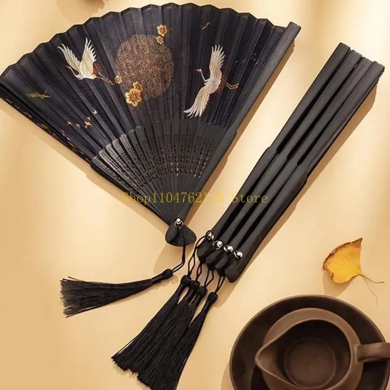 Quạt tay gấp truyền thống của Trung Quốc với cần cẩu thanh lịch cho biểu diễn bán hàng tốt nhất