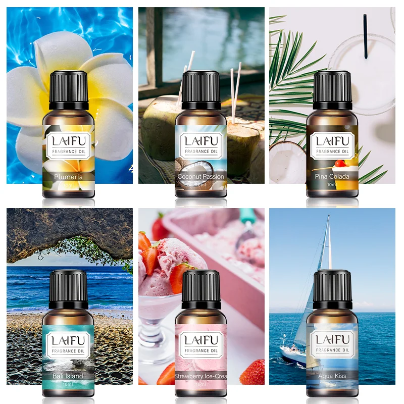 Набор тропических эфирных масел 6x10 мл для диффузора, ароматерапии, изготовления свечей — идея для релаксации и подарка
