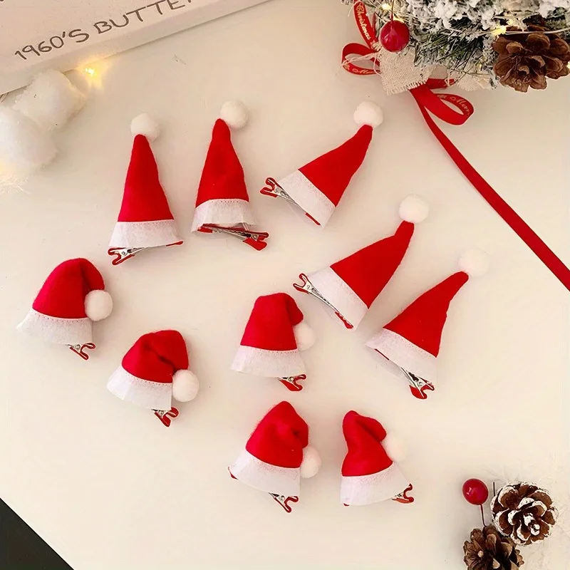 1/12 個セットエレガントなクリスマス帽子ヘアクリップかわいい遊び心のあるミニ帽子ヘアクリップお祭りの雰囲気誕生日パーティーファッション帽子