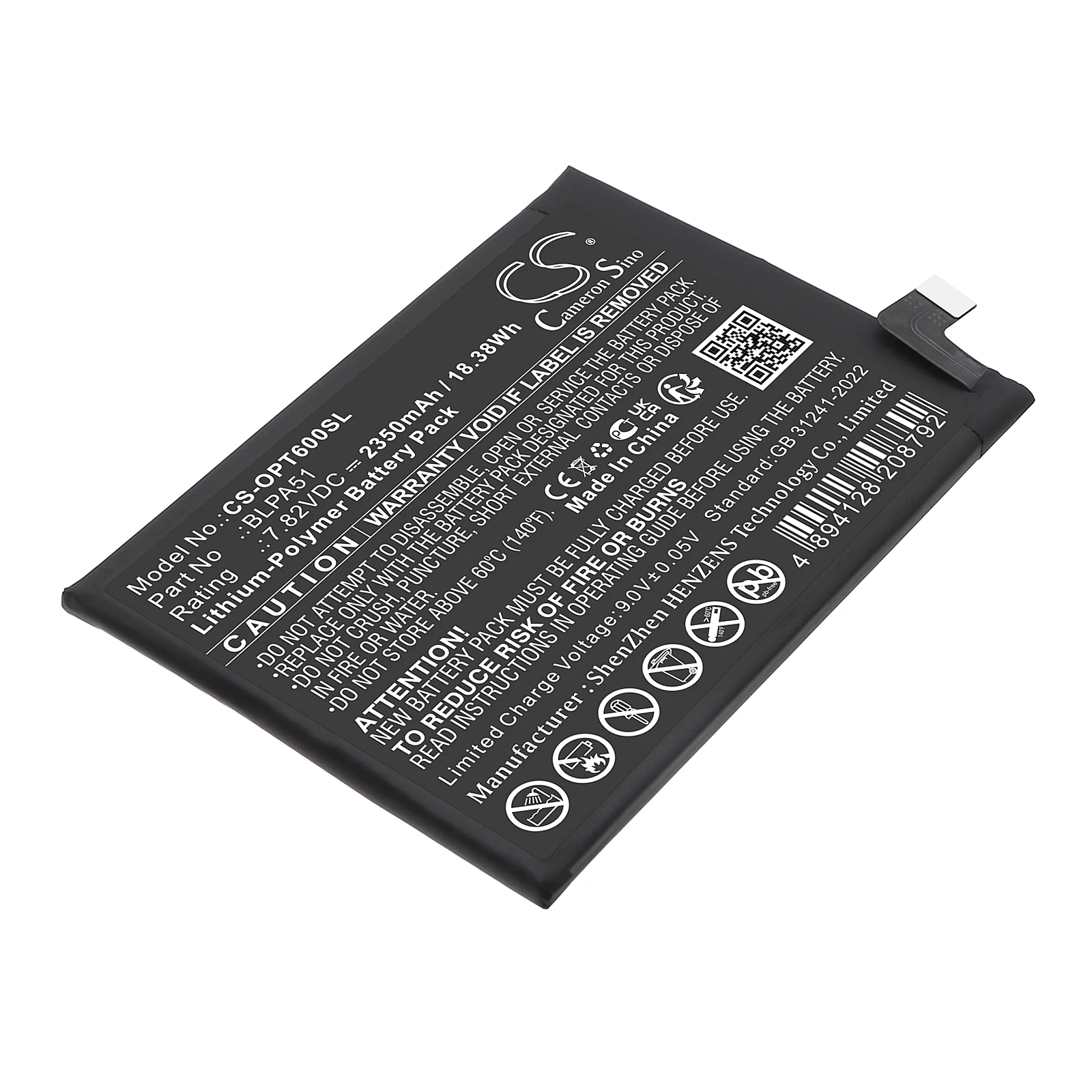 Replacement 7.82V 2350mAh Mobile SmartPhone Battery BLPA51 for Oppo Realme GT 6T