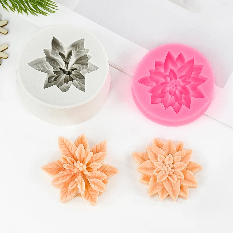 

Christmas Holly Leaf Silicone Mold Fondant Cake Baking Decoration Tools Chocolate Candy Molds Red Fruit Flower Candle Soap Mould