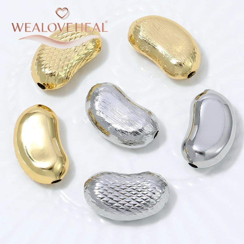 schmuckherstellung zubehör, perlen für schmuckherstellung, 20x12,2mm Hohle Erdnuss-Abstandshalterperlen, 18K vergoldeter Messing-Nierenperlen-Abstandshalter für Armbänder, Halsketten, DIY-Schmuckherstellungszubehör – Detail 20